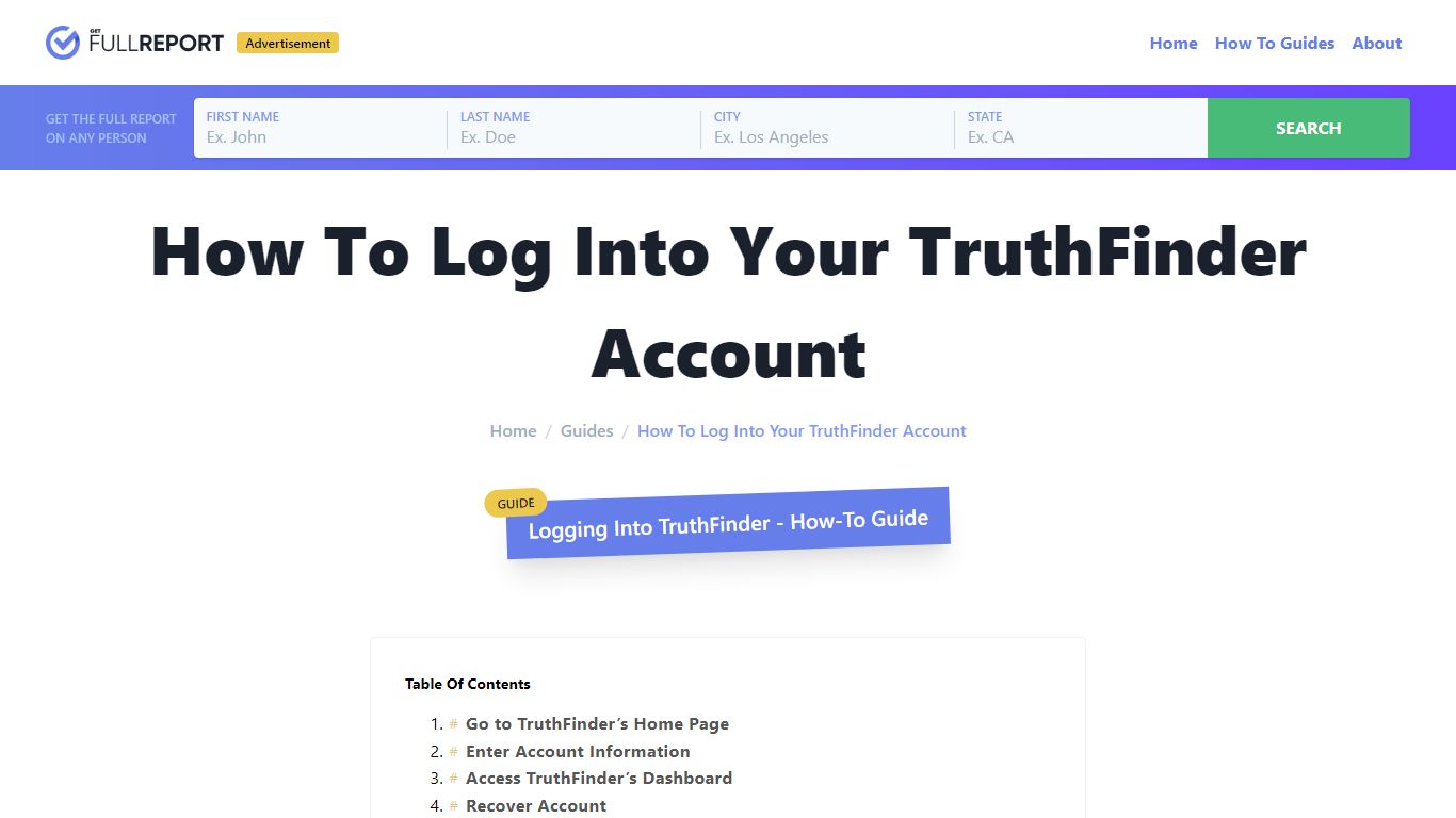 How To Log Into Your TruthFinder Account - Get Full Report