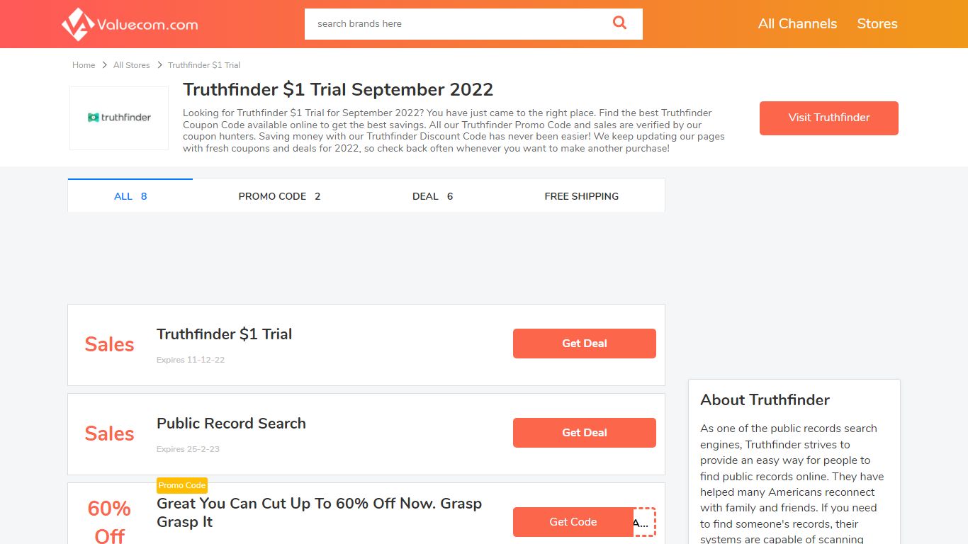 Truthfinder $1 Trial || 15% OFF Discount Coupons August 2022